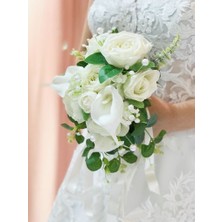 Medusa Fulya Gelin Buketi ve Damat Yaka Çiçeği (Gelin, Düğün, Nişan, Kına, El Buketi, Gelin Çiçeği, Damat)