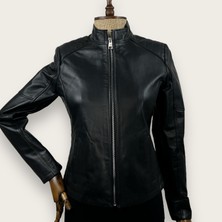 Always Leather Kadın Deri Ceket Usta İşçiliği ile Düz Desenli %100 Hakiki Deri