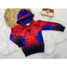 Muko Spıderman Baskılı Kapüşonlu Polarlı Erkek Çocuk  Sweatshirt