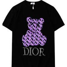 Dior Ayıcık Figürlü Taşlı Erkek T-Shirt