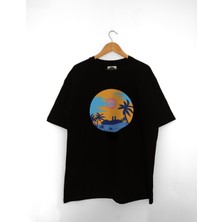 Mind Earth Unisex Oversize %100 Organik Pamuk Sunsetship T-Shirt