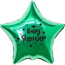 Organizasyon Pazarı 18 inç Yeşil Renk Taç - Yıldız Figürlü Baby Shower Temalı Yıldız Folyo Balon