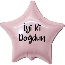 Organizasyon Pazarı 18 inç Pembe Renk İyi ki Doğdun Yazılı Yıldız Folyo Balon