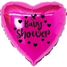 Organizasyon Pazarı 18 inç Fuşya Renk Kalp - Emzik Figürlü Baby Shower Temalı Kalp Folyo Balon