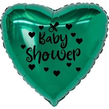 Organizasyon Pazarı 18 inç Yeşil Renk Kalp - Emzik Figürlü Baby Shower Temalı Kalp Folyo Balon