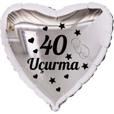 Organizasyon Pazarı 18 inç Gümüş Renk Bebek Figürlü 40 Uçurma Temalı Kalp Folyo Balon