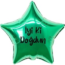Organizasyon Pazarı 18 inç Yeşil Renk İyi ki Doğdun Yazılı Yıldız Folyo Balon