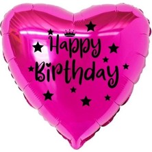 Organizasyon Pazarı 18 inç Fuşya Renk Taç - Yıldız Figürlü Baby Shower Temalı Kalp Folyo Balon