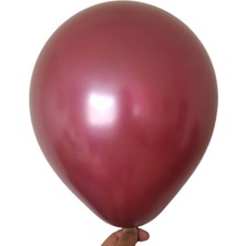 Organizasyon Pazarı 12 inç Bordo renk 10 lu Metalik Dekorasyon Balonu