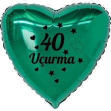 Organizasyon Pazarı 18 inç Yeşil Renk Bebek Figürlü 40 Uçurma Temalı Kalp Folyo Balon
