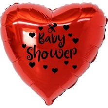 Organizasyon Pazarı 18 inç Kırmızı Renk Kalp - Emzik Figürlü Baby Shower Temalı Kalp Folyo Balon