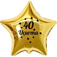 Organizasyon Pazarı 18 inç Gold Renk Bebek Figürlü 40 Uçurma Temalı Yıldız Folyo Balon