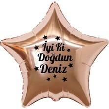 Organizasyon Pazarı 18 inç Rose Gold Renk Kişiye Özel İyi ki Doğdun Yazılı Yıldız Figürlü Yıldız Folyo Balon