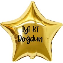 Organizasyon Pazarı 18 inç Gold Renk İyi ki Doğdun Yazılı Yıldız Folyo Balon