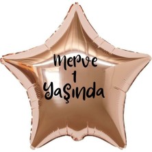 Organizasyon Pazarı 18 inç Rose Gold Renk Kişiye Özel Yaşında Yazılı Yıldız Folyo Balon
