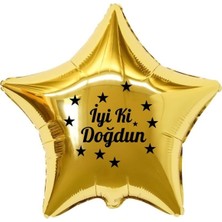 Organizasyon Pazarı 18 inç Gold Renk Yıldız Figürlü İyi ki Doğdun Temalı Yıldız Folyo Balon