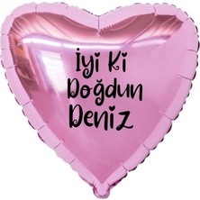 Organizasyon Pazarı 18 inç Pembe Renk Kişiye Özel İyi ki Doğdun Yazılı Kalp Folyo Balon