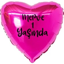 Organizasyon Pazarı 18 inç Fuşya Renk Kişiye Özel Yaşında Yazılı Kalp Folyo Balon