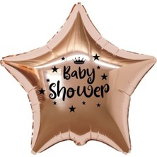 Organizasyon Pazarı 18 inç Rose Gold Renk Taç - Yıldız Figürlü Baby Shower Temalı Yıldız Folyo Balon