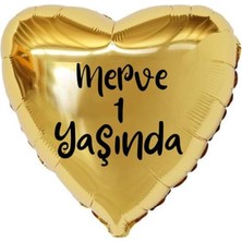 Organizasyon Pazarı 18 inç Gold Renk Kişiye Özel Yaşında Yazılı Kalp Folyo Balon