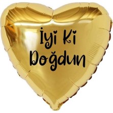 Organizasyon Pazarı 18 inç Gold Renk İyi ki Doğdun Yazılı Kalp Folyo Balon