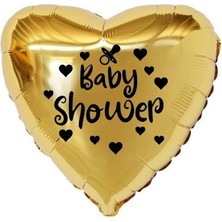 Organizasyon Pazarı 18 inç Gold Renk Kalp - Emzik Figürlü Baby Shower Temalı Kalp Folyo Balon