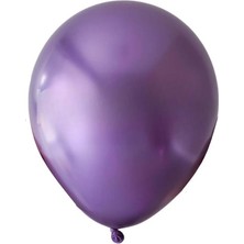 Organizasyon Pazarı 12 inç Mor renk 10 lu Krom-Mirror-Aynalı Dekorasyon Balonu