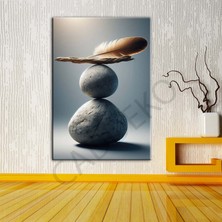 Caddeko Taş Tüy ve Denge 5 Dekoratif Kanvas Tablo DKMR466