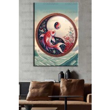 Caddeko Ying Yang ve Balık Feng Shui Kanvas Tablo FNGS17
