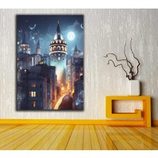 Caddeko Galata Kulesi Istanbul Fantastik Masalsı Gece Kanvas Tablo DKMR278