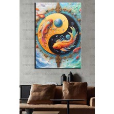 Caddeko Ying Yang ve Balık Feng Shui Kanvas Tablo FNGS20