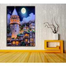 Caddeko Galata Kulesi Istanbul Fantastik Masalsı Gece Kanvas Tablo DKMR279