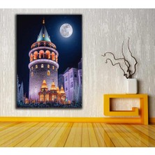 Caddeko Galata Kulesi Istanbul Fantastik Masalsı Gece Kanvas Tablo DKMR277