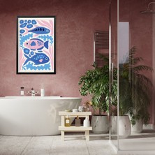 Gaagart Tekli Ahşap Lamine Çerçeveli Mdf Banyo Tablosu Mavi Balıklar