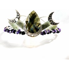 Medusa Labradorit Taç Asteria (Saç Aksesuarı, Doğal Taş, Gelin Tacı, Düğün, Mezuniyet, Luxury, Design )