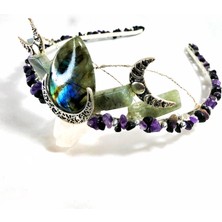Medusa Labradorit Taç Asteria (Saç Aksesuarı, Doğal Taş, Gelin Tacı, Düğün, Mezuniyet, Luxury, Design )