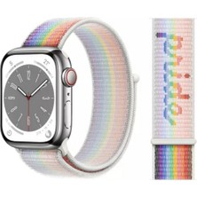 FirstModel Apple Watch 38MM / 40MM/ 41 mm (Seriler /se ile Uyumlu) Cırtlı Bant Kordon Beyaz Pride
