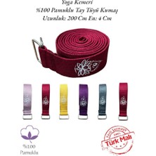 Yogaezo Lotus Çiçeği Baskılı Yoga Kemeri 200 cm x 4,5 cm %100 Pamuklu