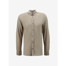 Fabrika Comfort Regular Fit Düğmeli Yaka Düz Açık Kahve Erkek Gömlek FC4SM-GML 0877