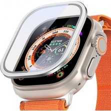 Polham Alüminyum Kenarlı Ful Kaplama Apple Watch Ultra 49MM Ekran Koruyucu, Toz ve Su Geçirmez Kırılmaz