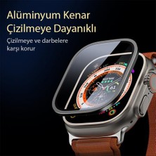 Polham Alüminyum Kenarlı Ful Kaplama Apple Watch Ultra 49MM Ekran Koruyucu, Toz ve Su Geçirmez Kırılmaz