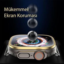 Polham Alüminyum Kenarlı Ful Kaplama Apple Watch Ultra 49MM Ekran Koruyucu, Toz ve Su Geçirmez Kırılmaz