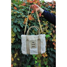 Cirphi Collection Krem The Tote Bag Peluş Kolon Askılı Omuz ve El Çantası