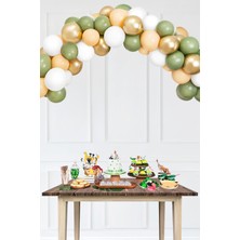 Pekshop Retro Gold Okaliptus Somon Balon Zinciri Seti Doğum Günü Balon Zinciri 47 Parça