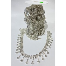 Taşlı Püsküllü Aksesuar Şerit Taş Aplik 1 mt