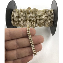 Hayalperest Boncuk Çift Sıra Şerit Taş Sarı Renk