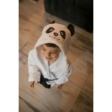 Shiny Home Tex Panda Kapüşonlu Ekstra Yumuşak Su Emici Çocuk ve Bebek Bornozu
