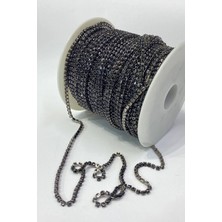 Hayalperest Boncuk Kristal Taşlı Siyah Metal Yuvalı Şerit 12 mm 5 metre