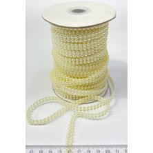 Krem Plastik Çift Sıralı Şerit Yarım İnci 4 mm 10 mt
