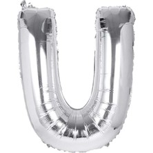 Organizasyon Pazarı 34 inç U Gümüş Renk Harf Folyo Balon